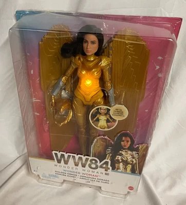 Working Light Up DC WW84 Wonder Woman Golden Armor Doll In Box - Image 1 of 4