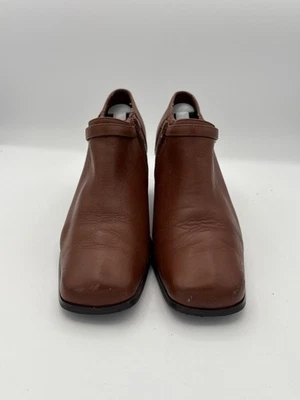 Mujer AJ Valenci Talla 7 Marrón Cuero Tacón Botines con Hebilla Lateral Dorada Foto 1 de 4