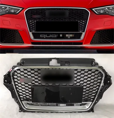 Parrilla de malla para parachoques delantero plateada 2013 2014 2015 2016 para AUDI A3 S3 RS3 Foto 1 de 4