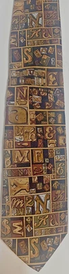 Designer Silk Necktie Letterpress "Type Tray" by Alynn Neckwear - Image 1 of 2