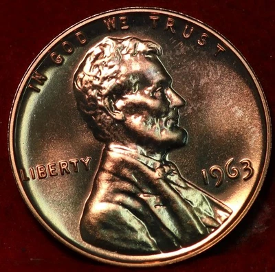 Uncirculated Red Proof 1963 Philadelphia Mint Lincoln Memorial Cent - Image 1 of 2