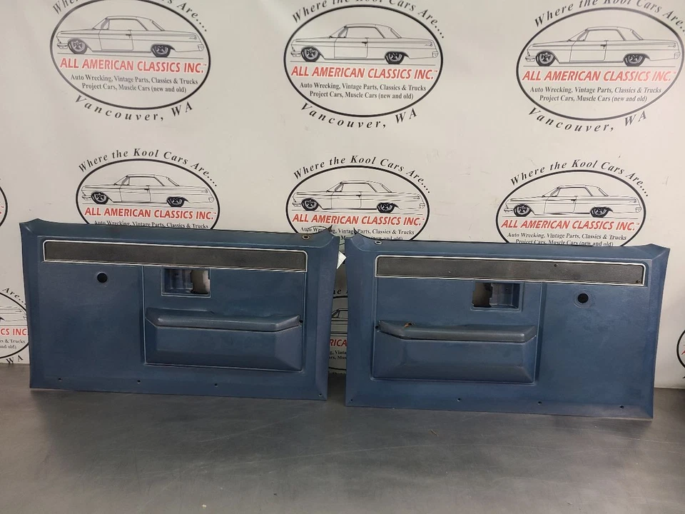 1981-87 GMC / Chevy Truck Front Door Trim Panel Pair, Blue, Manual Window/Lock - Image 1 of 4