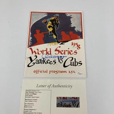 Joe Dimaggio Signed 1938 World Series Program New York Yankees JSA COA - Image 1 of 4