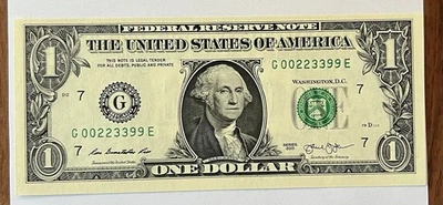 Four Consecutive Pair 9s 3s 2s 0s Four Pairs Together Dollar Fancy Serial Number - Image 1 of 3