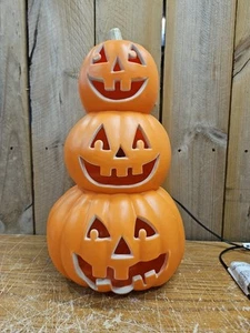 16” 3-Tier Halloween Pumpkin Lamp Jack-O'-Lantern Smile Face Spooky Lights Decor - Picture 1 of 9