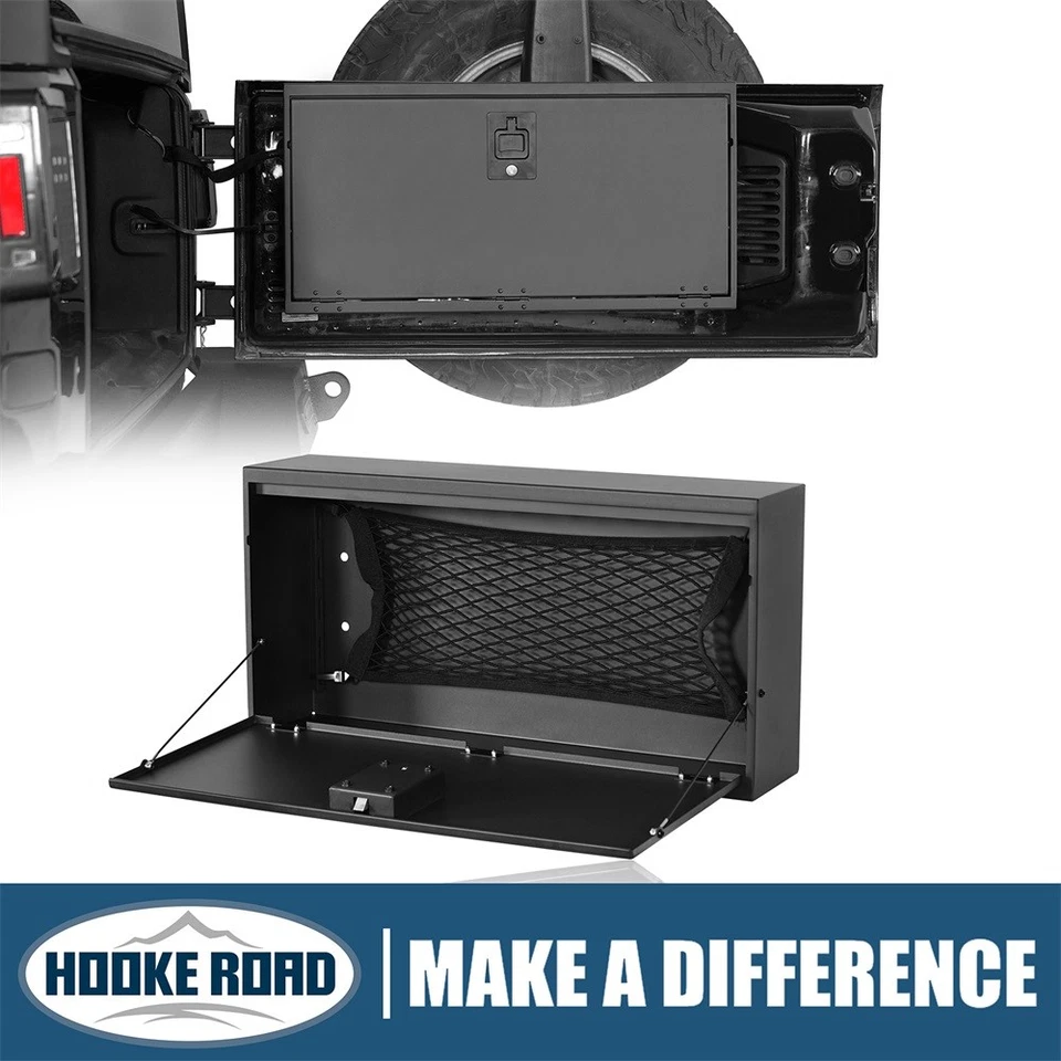Hooke Road Tailgate Mounted Table Storage Box Steel Fit 15-18 Jeep Wrangler JK - Image 1 of 4