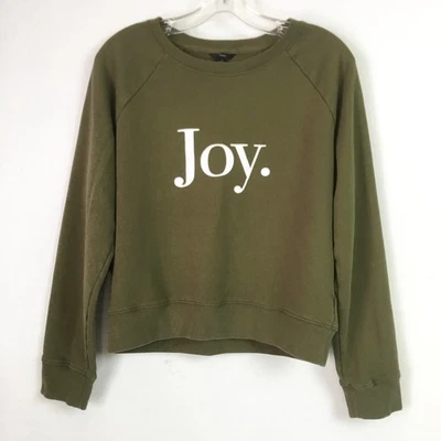 J Crew Womens Small Joy Sweatshirt Olive Green Crew Neck Pullover Cropped - Image 1 of 4