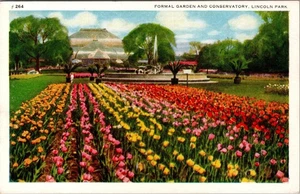 Vintage Lincoln Park formeller Garten Tulpenzeit Postkarte A.C. Co. - Bild 1 von 2
