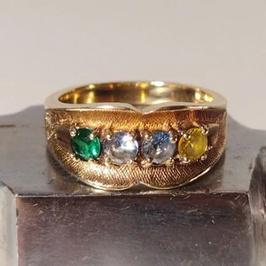 Vintage Mutterring 10 Karat Gelbgold, 4 Steine - Bild 1 von 14