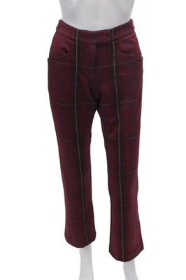Rag & Bone Womens Plaid Pocketed Zippered Straight Leg Pants Red Size 0 - Image 1 of 4