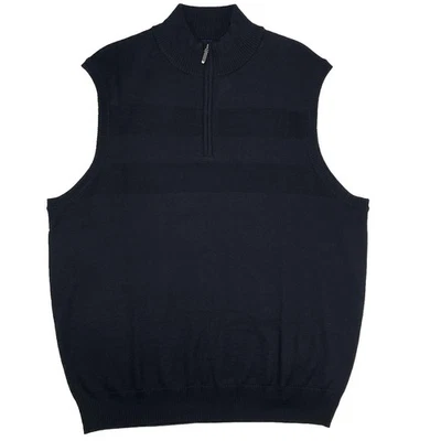 NUEVO CON ETIQUETAS Chaleco Alan River Para Hombre Negro Mezcla de Lana Clásico Cuarto Cremallera Chaleco Para Hombre XL Foto 1 de 4