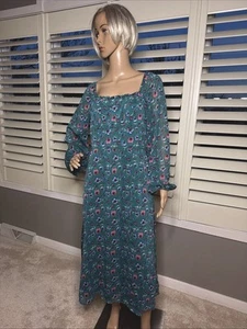 FRANCESCAS Dress MI AMI Large NWT $60 Blue Green Floral Square Neck LG Prairie - Picture 1 of 14