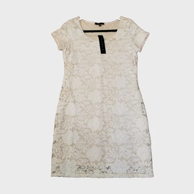 Tiana B. Dress Womens Medium A-Line Floral Lace White/Nude Stretch New with Tags - Image 1 of 4