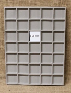 Inserts of "Riker" Style Display Case - 12"x16" Gray, 35 Pockets - Package of 2 - Picture 1 of 2