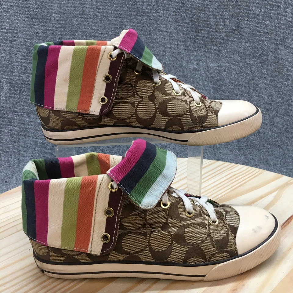 Zapatos Coach Mujer 9.5M Bonney Tenis Multicolor Con Cordones Redondos Parte Superior Alta A1283 Foto 1 de 4