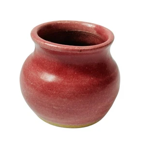 Vintage Small Studio Art Pottery Vase Signed 2003 Terracotta Red 2.25" - Picture 1 of 12