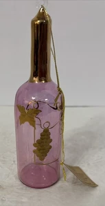 Vintage Weinflasche Weihnachtsschmuck mundgeblasenes Glas rosa gold römisch inkl. 7 Zoll - Bild 1 von 4