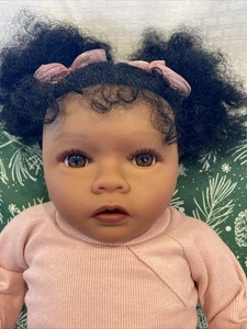 Beautiful African American Black reborn Baby doll- 18” Brown Skin, Eyes NWOB - Picture 1 of 22