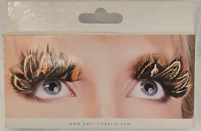 BLACK & GOLDEN BROWN "Animal Print" FEATHER EYELASHES, by Baci # 623 - Image 1 of 2