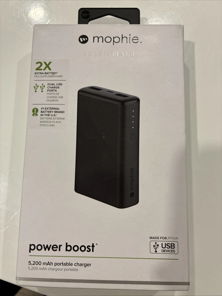 Cargador portátil universal mophie Power Boost 5200 mAh para dispositivos USB - negro Foto 1 de 2