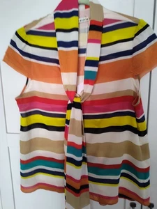 Blusa Alice and Olivia Seda Rayas Nueva Colorida Divertida Ligera Talla XS - Imagen 1 de 8