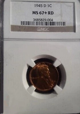 1945 D Lincoln Wheat Penny MGC Certified 67+ - Image 1 of 3