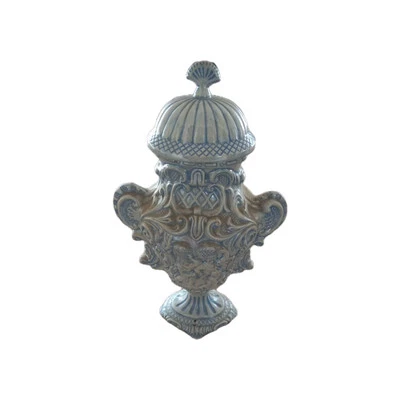 Vintage Ornate Victorian Grapes & Vinyard Themed Urn/Vase 15" Tall 3D W Lid - Image 1 of 4