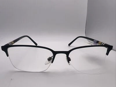 BURBERRY B1324 1213 54/18 145 Negro Goma Media Llanta Italia Hombres Marcos 1049 Foto 1 de 4