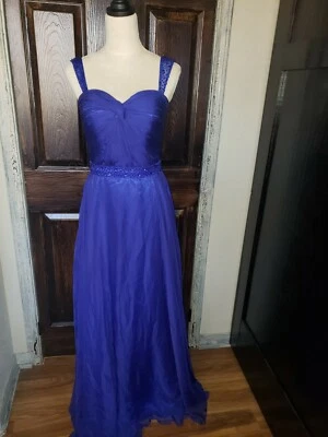 Vestido formal estrás lentejuelas cinturón línea A funda PROM talla 4 Foto 1 de 4