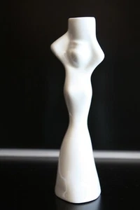 Naaman Porcelain White Candlestick Native Woman Figurine Made in Israel 7" Rare - Picture 1 of 7