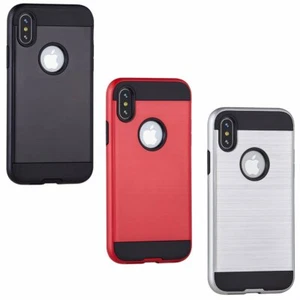 Confezione da 3 (Rosso, Argento, Nero) Custodia Iphone X(10) Doppio Strato Slim Antiurto (AS6) - Foto 1 di 1