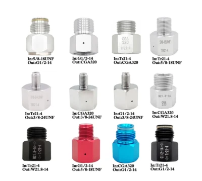 Convertidor 0.825" NGO 5/8-18UNF Adaptador Adaptador Tanque Co2 W21.8-14 CGA320 3/8-24UNF Foto 1 de 4