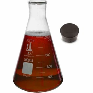 1000ml Erlenmeyer Flask with Rubber Stopper, Glass, Karter Scientific (Single) - Picture 1 of 1