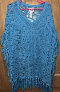 Girls Justice pullover fringe shawl-EUC-Size 6/7 - Picture 1 of 2