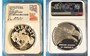 2022 P American Liberty Silver Medal NGC PF70 FIRST DAY ANA SHOW RYDER SIGNED - Picture 1 of 1