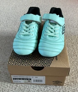 Umbro Speciali Liga Junior Firm Ground Football Boots Eggshell Blue. Size 2. VGC - Picture 1 of 8