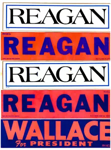 4 Ronald Reagan + 1 George Wallace Presidential Candidate Bumper Stickers - Picture 1 of 1