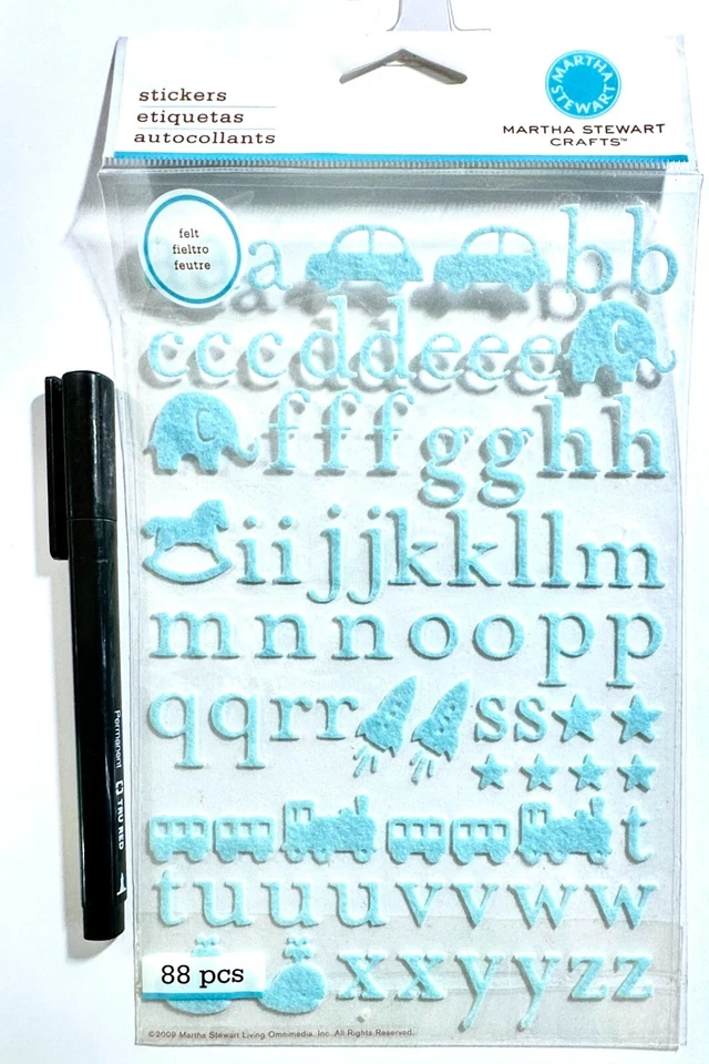 Baby Blue Felt Letters Stickers Scrapbooking Card Making Embellishment - Image 1 of 1
