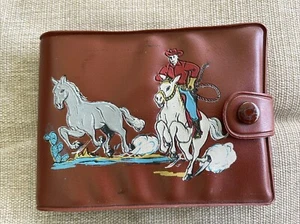 Bur-Wil Wallet Cowboy Western Vinyl Billfold Vintage Made In British Hong Kong - Picture 1 of 10