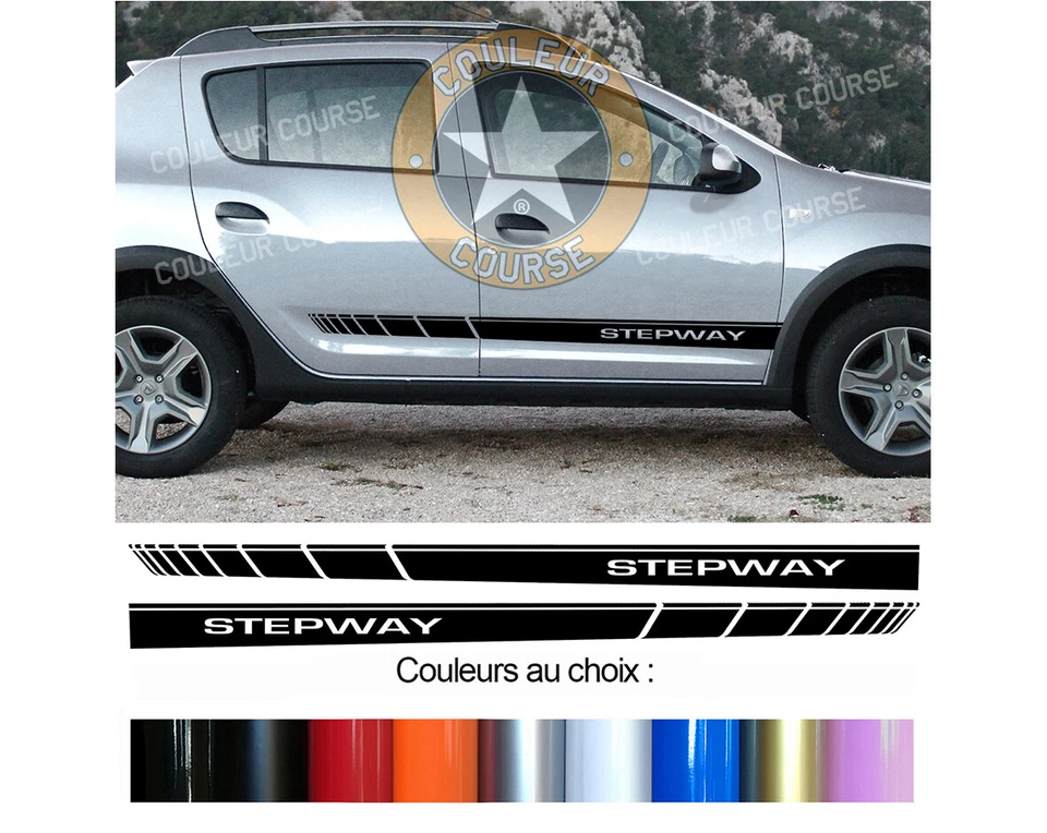 2 BANDES BAS DE CAISSE POUR DACIA SANDERO STEPWAY AUTOCOLLANT STICKER BD573-49*