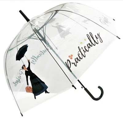 BLOOMS OF LONDON Mary Poppins Umbrella Practically Perfect Straight Clear, Transparent, Bespoke