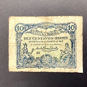 ~ 1917 Portugal Banknote 10 Centavos Casa da Moeda - FREE US SHIPPING - Picture 1 of 2