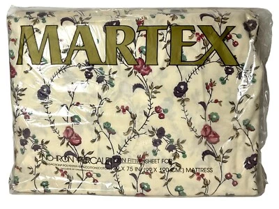 Vintage Marella Martex Twin Romantica Floral Flitted Sheet 39” X 75” NEW - Image 1 of 2