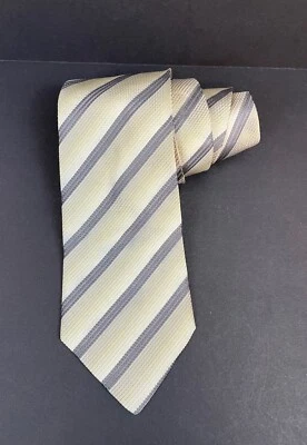 "Corbata para hombre Gianfranco Valentino beige gris rayas diagonales 100 % seda italiana 58""" Foto 1 de 4