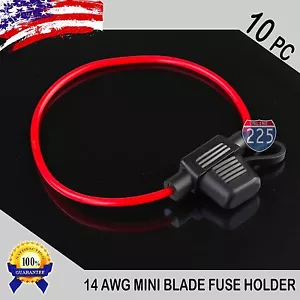 10 Pack 14 Gauge APM / ATM MINI Blade Inline Fuse Holder 100% OFC Copper Wire US - Picture 1 of 5