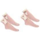 2 Pairs Pink Polyester (Polyester) Floor Socks Slippers Christmas