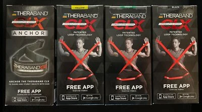 Theraband CLX Consecutive Loop Bundle - Yellow, Green, Black + Anchor