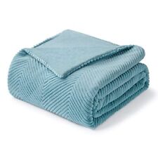  Luxury Soft Faux Fur Throw Blanket for Twin(60" x 80") Herringbone - blue