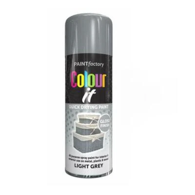 LIGHT GREY AEROSOL SPRAY PAINT ALL-PURPOSE GLOSS WOOD METAL SPRAY 400ML - Image 1 of 2