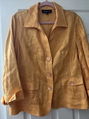 Chaqueta Jones New York Collection Wms 16 100% Lino Naranja 3/4 Slv Foto 1 de 4